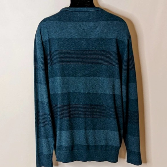Claiborne Navy/Teal Cotton/Cashmere Blend V Neck Pullover Men's Size XXL - Picture 2 of 7
